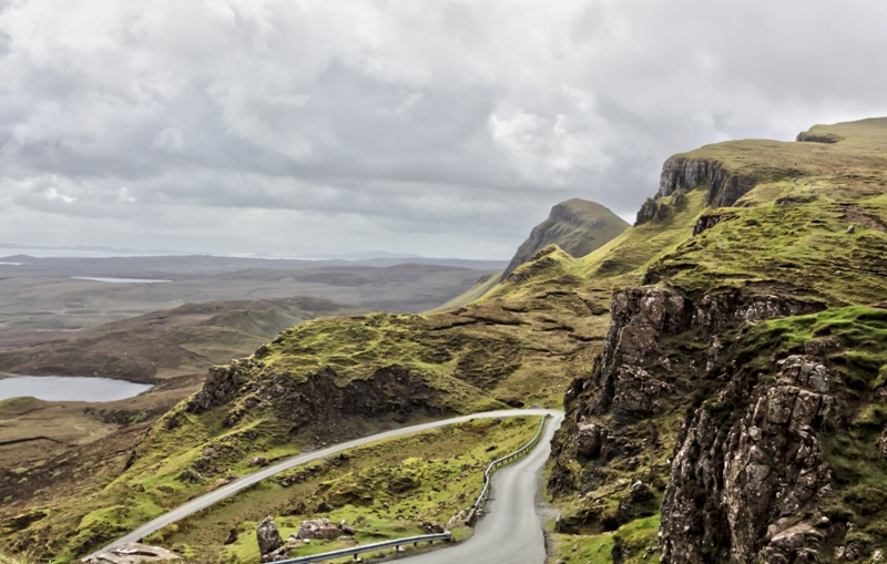 Single track road over Quiraing on Skye