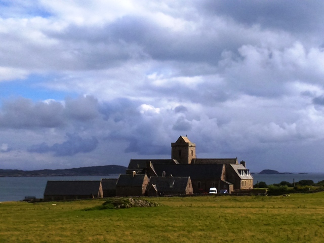 Iona Abbey with Fionnphort in distance