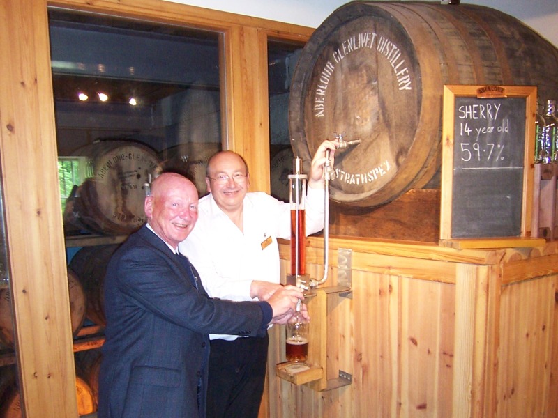 Dad filling his bottle of Aberlour Malt straight from the cask.