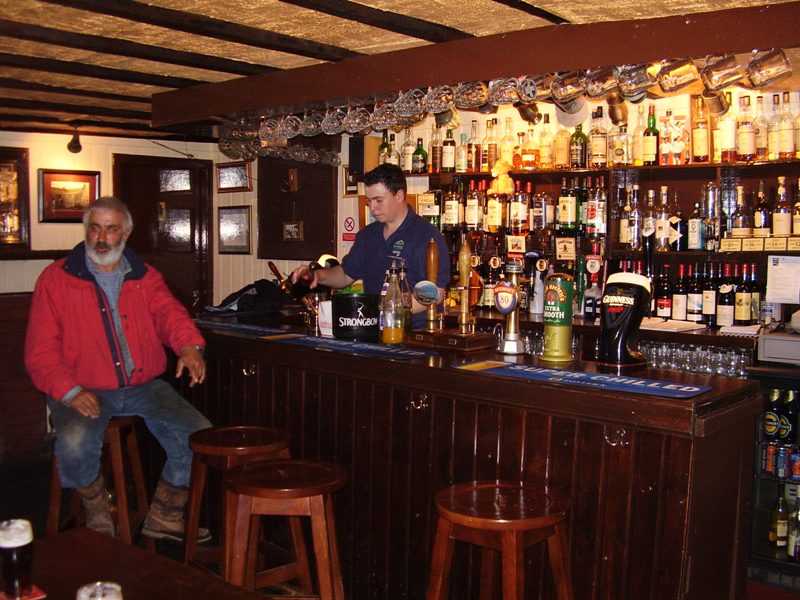 A local sat at the bar of the Badachro Inn