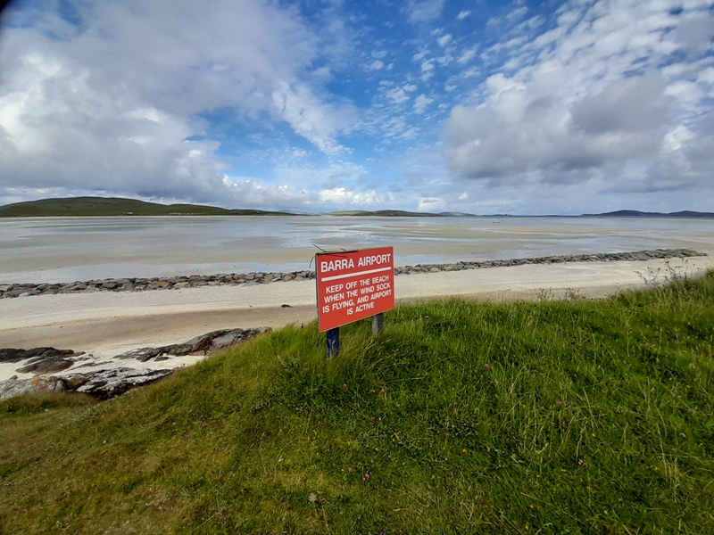 Warning sign at Barra Beach Airport