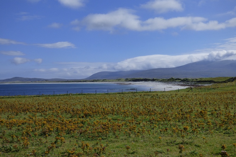 South Uist landscape from beach to machair to moorland to mountain