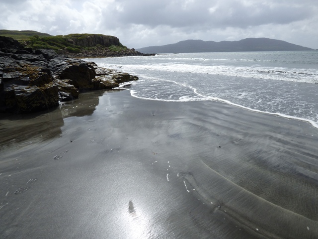 The Black Beach looking across to Ulva