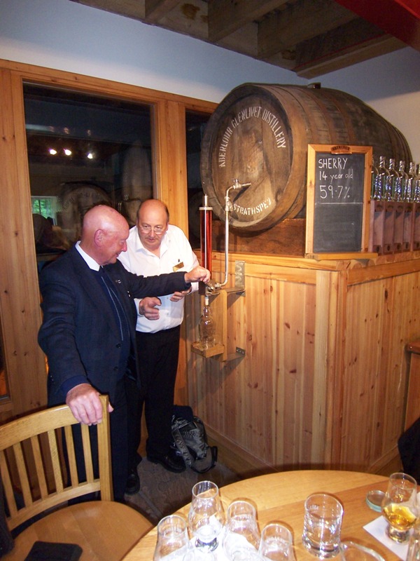 Filling a bottle direct from cask at Aberlour