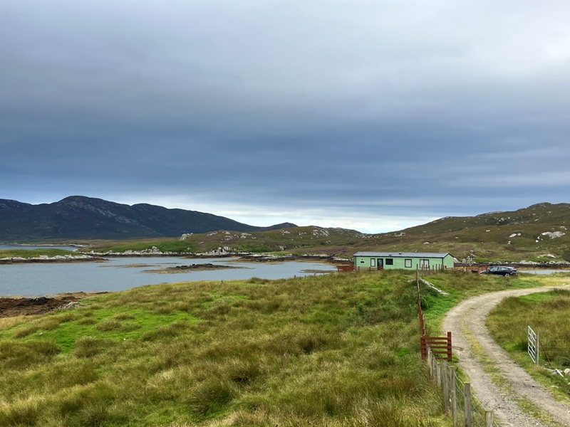 Our rented caravan on the shores of Loch Eynort, South Uist