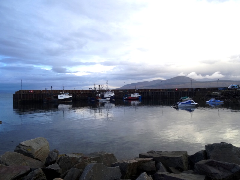 Carradale Harbour looking across to Arran