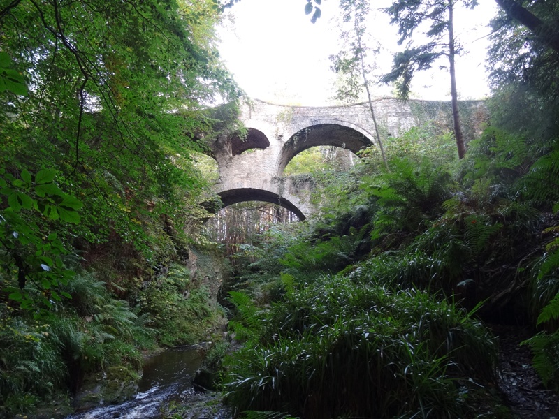 Craigmin Bridge - double tiered arches viewed from ravine floor