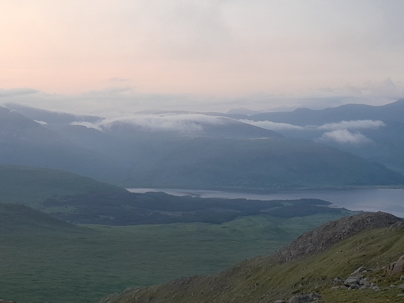 Early dawn clouds drifting over mountain tops around Loch Etive in the Highlands