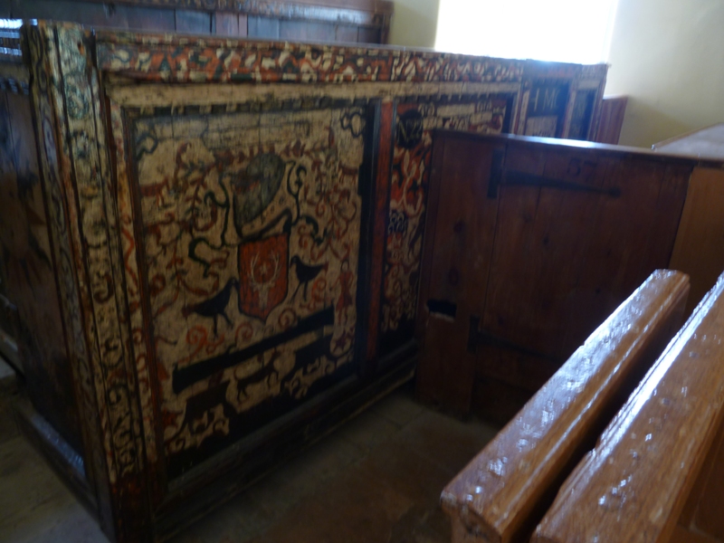 Painted Pew detail inside East Church in Cromarty