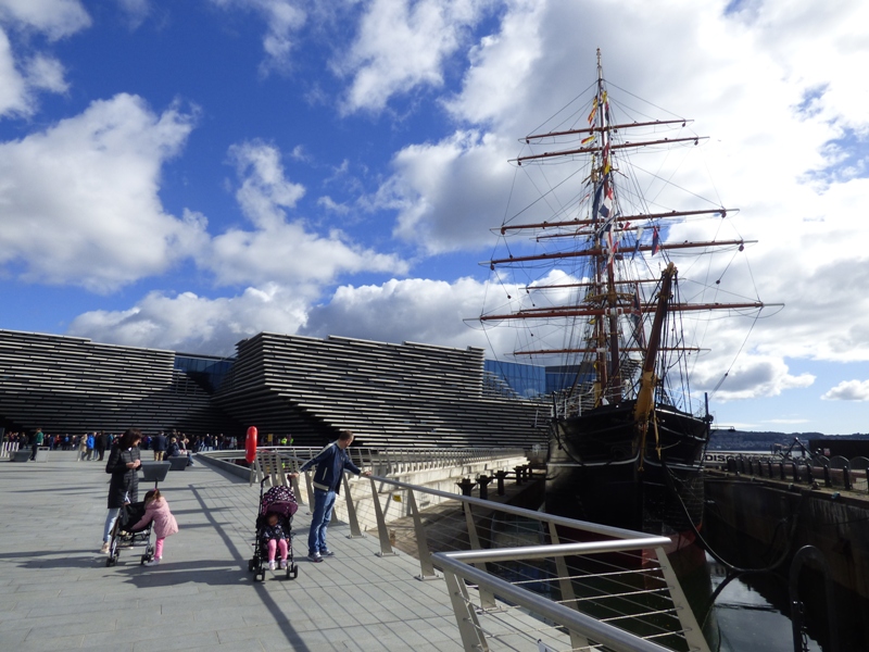 RRS Discovery moored along side V&A museum in Dundee