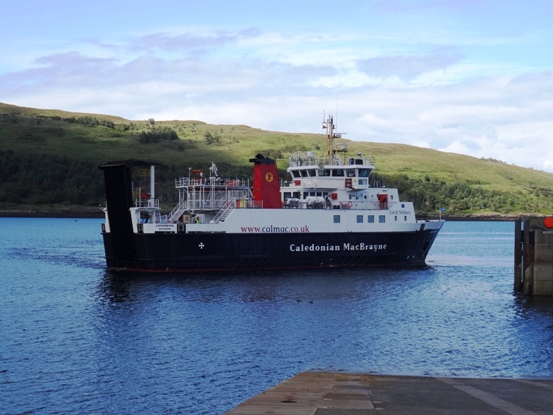 Ferry arriving at Rum for return crossing to Mallaig