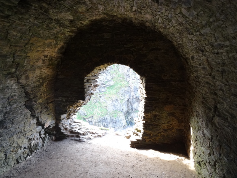 Window at Findlater Castle with steep drop to sea below