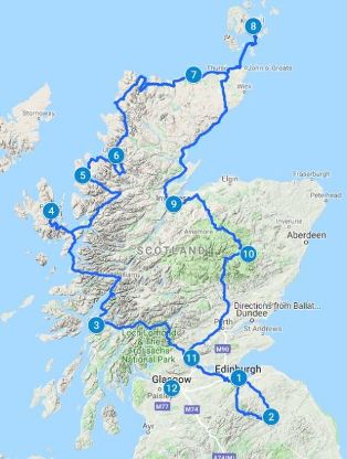 Grand Scenic Borders to Orkney summary route map