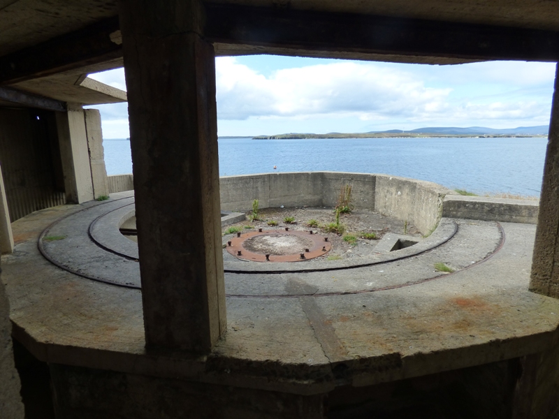 Empty ruins of a WW2 6 inch gun battery at Hoxa Head