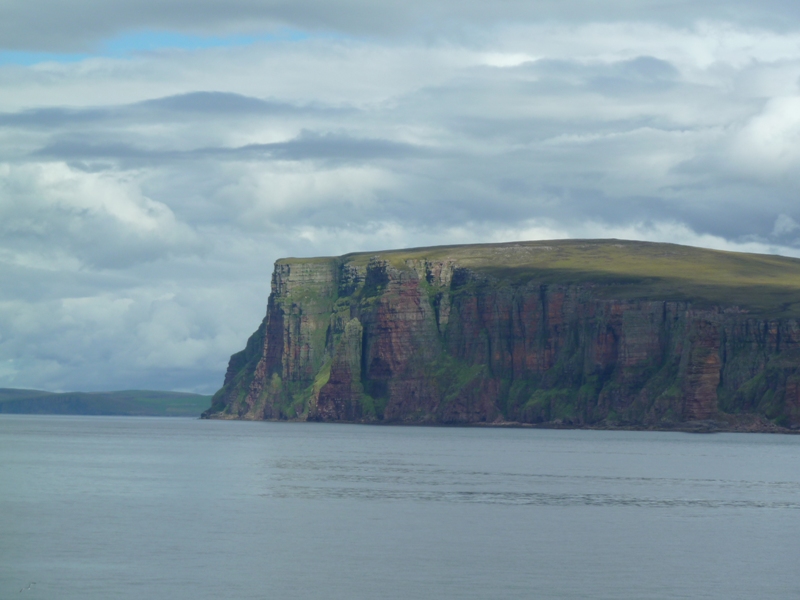 Vertical cliffs of Hoy as viewed on sailing to Stromness