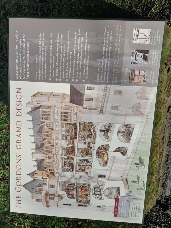 Information board about the Clan Gordon connections with Huntly Castle