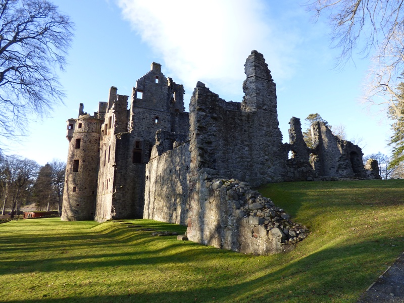Imposing facade of Huntly Castle