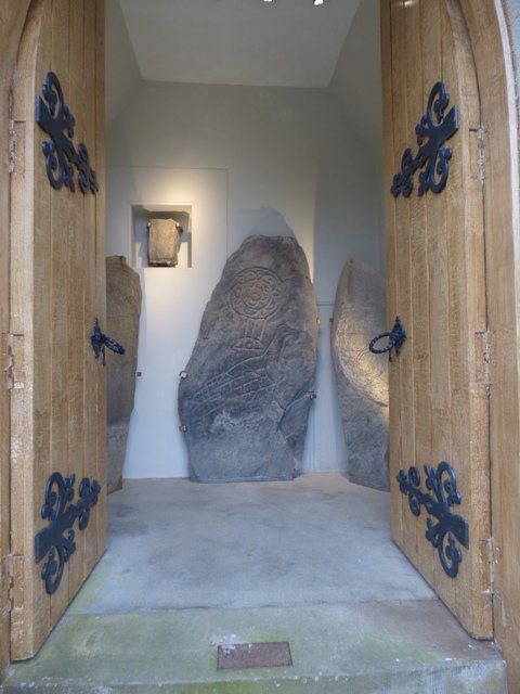 Inveravon Pictish stones on display at Inveravon Kirk