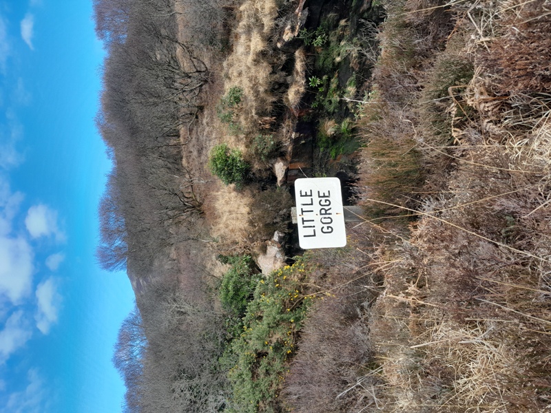 Sign for Little Gorge on a river on Isle of Arran