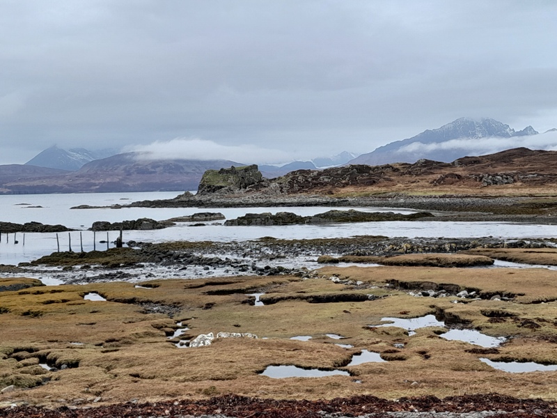 Dun Scaith Castle viewed from the start of the path