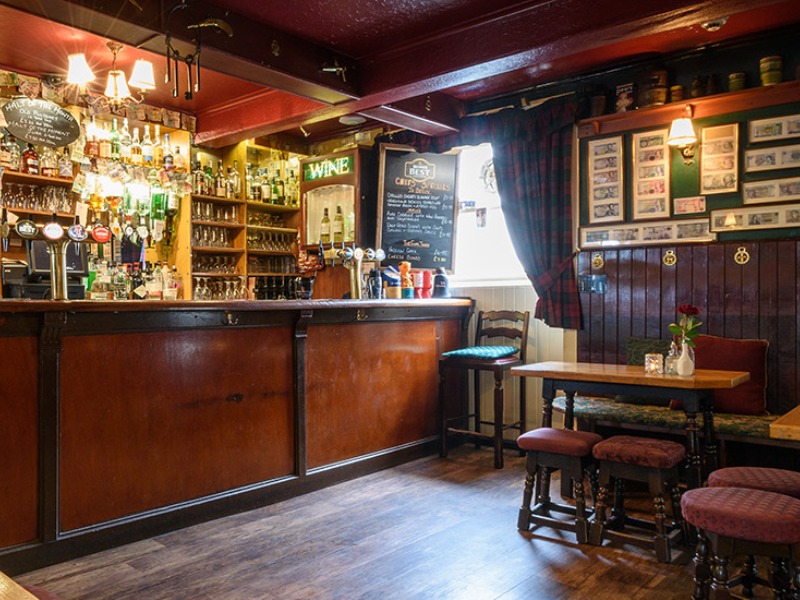 The bar in the Moulin Inn