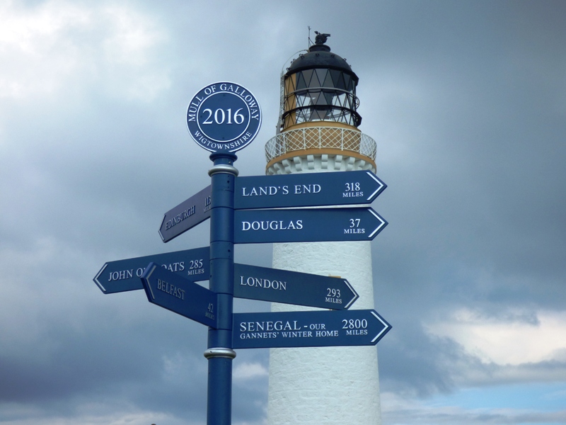 Mull of Galloway signpost to far away places