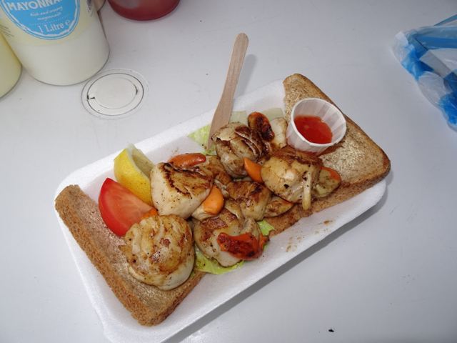 A dish of Scallops at the Oyster Shed