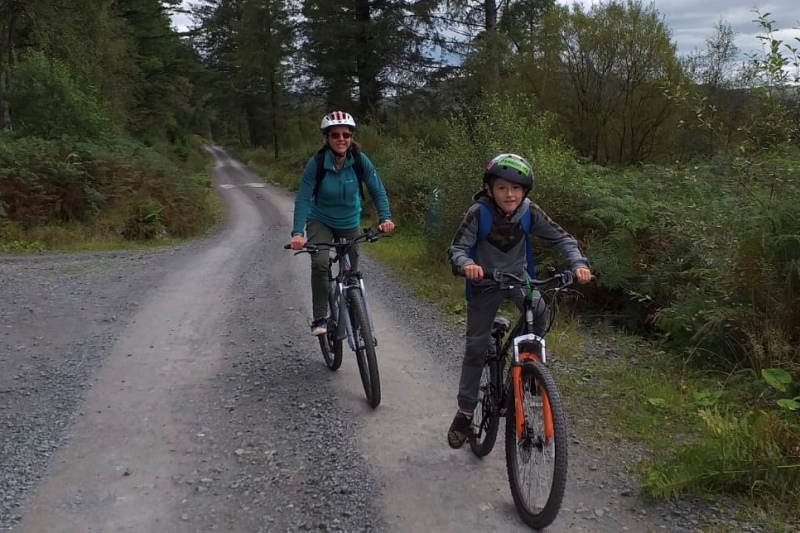 Biking on the Raiders Road in Galloway Forest