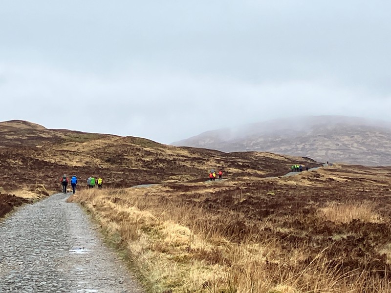 Following other hikers as they cross the Rannoch Moor 