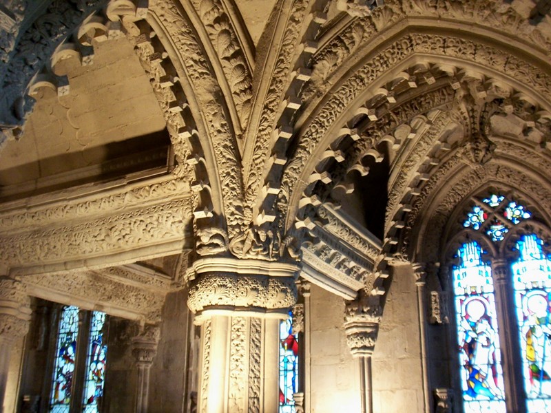 Fine detail of Pillar at Rosslyn Chapel