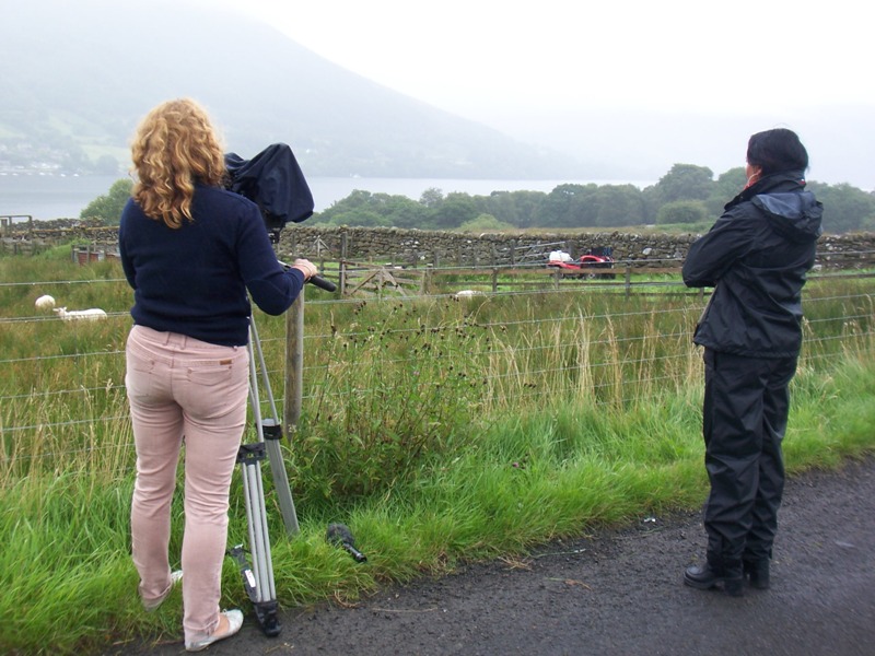 Swedish SVT TVcrew filming sheep in Scotland