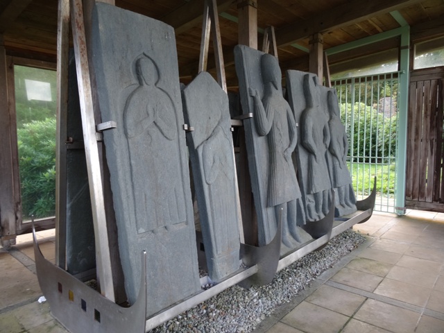Carved grave slabs at Saddell Abbey