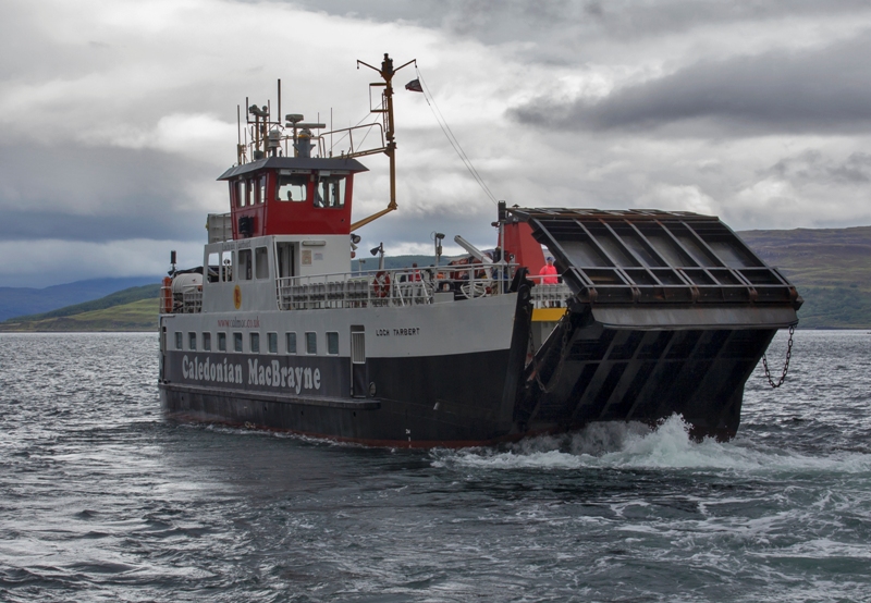 Scottish Island ferry on an overcast day in Sound of Mull