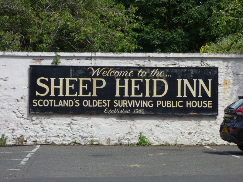 Sign for Sheep Heid Inn (Established 1360) 