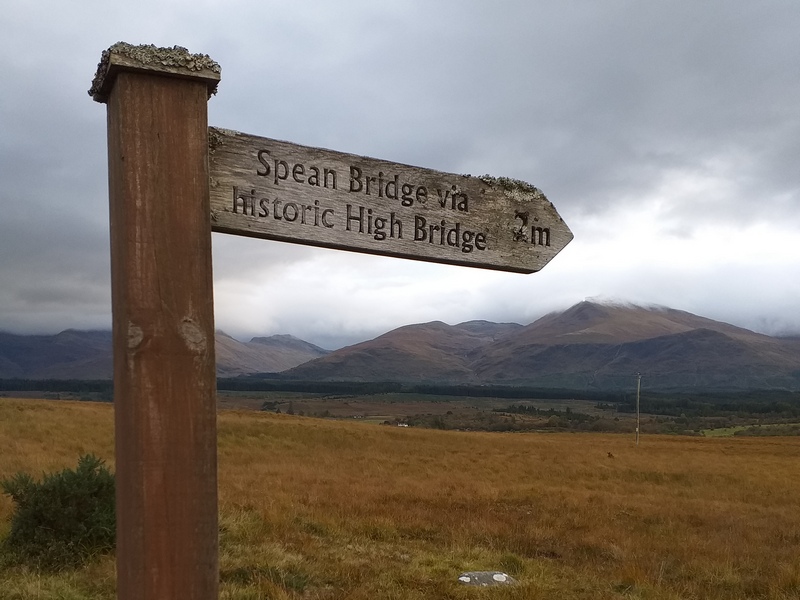 Signpost for path to the Old High Bridge, near Spean Bridge