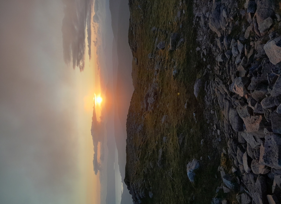 Sunset viewed from summit of Creach Bheinn on the Summer Solstice