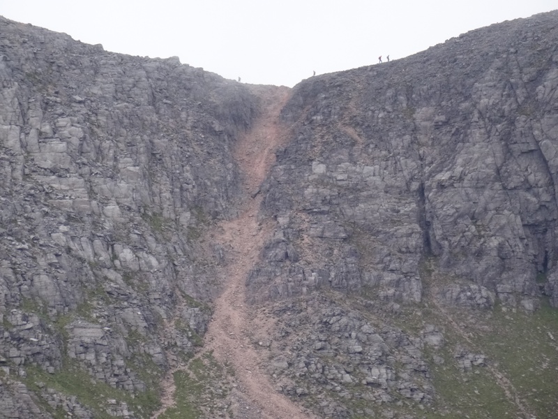 The scree chute that needs to be climbed to get to the summits of Beinn Eighe.
