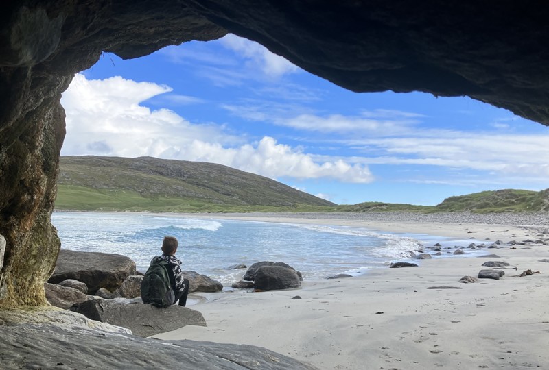 Traigh Siar beach viewed from a cave at it south end