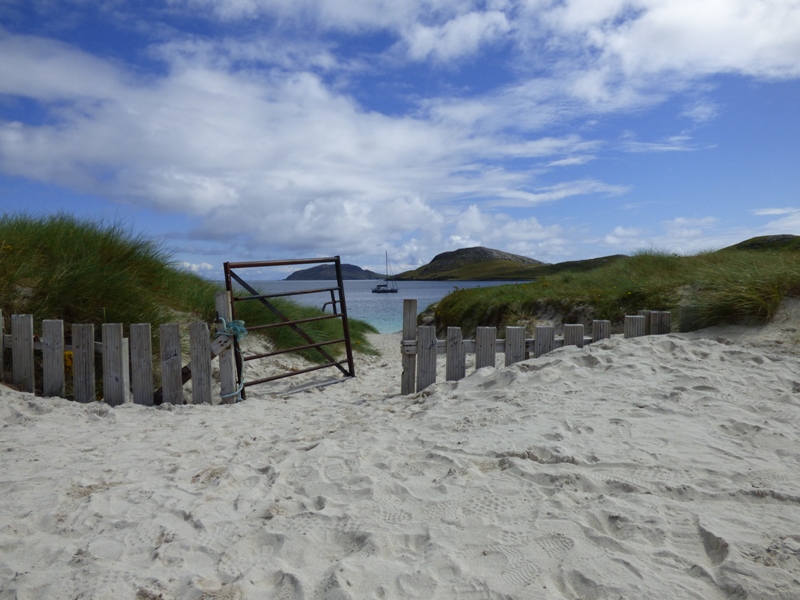 The famous gate that leads to the beach at Traigh a Bhaigh on Vatersay