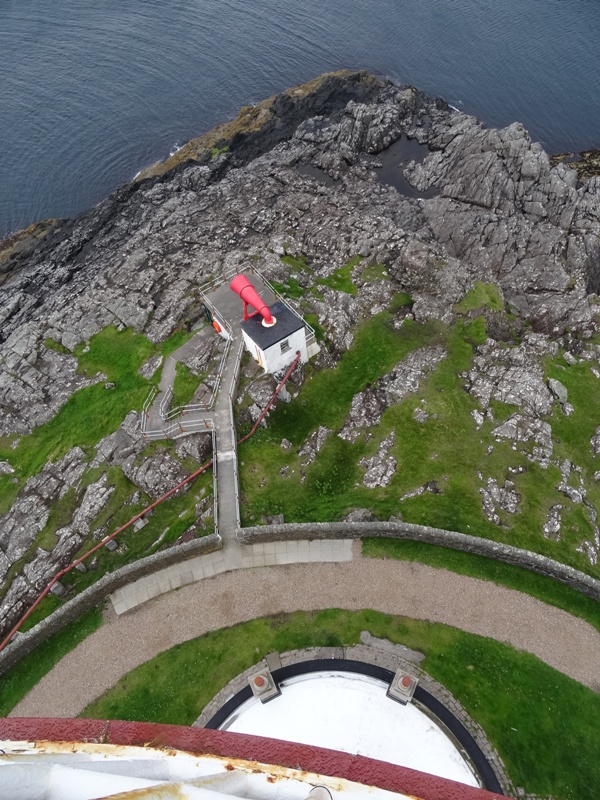 Looking over the edge at the top of the Ardnamurchan lighthouse