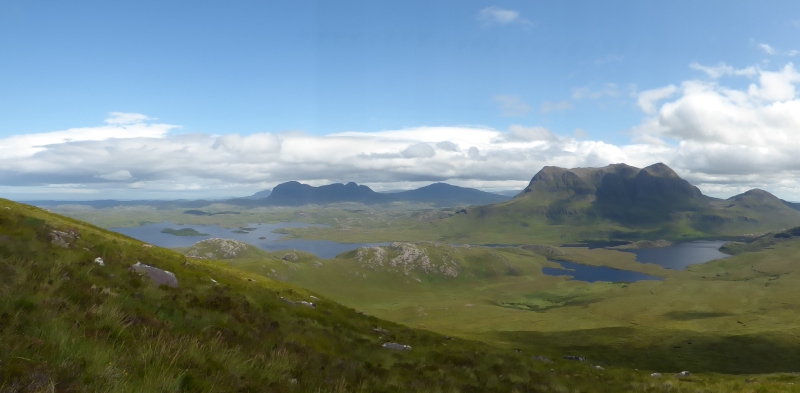 View from Stac Pollaidh to Suilven and Cul Mor