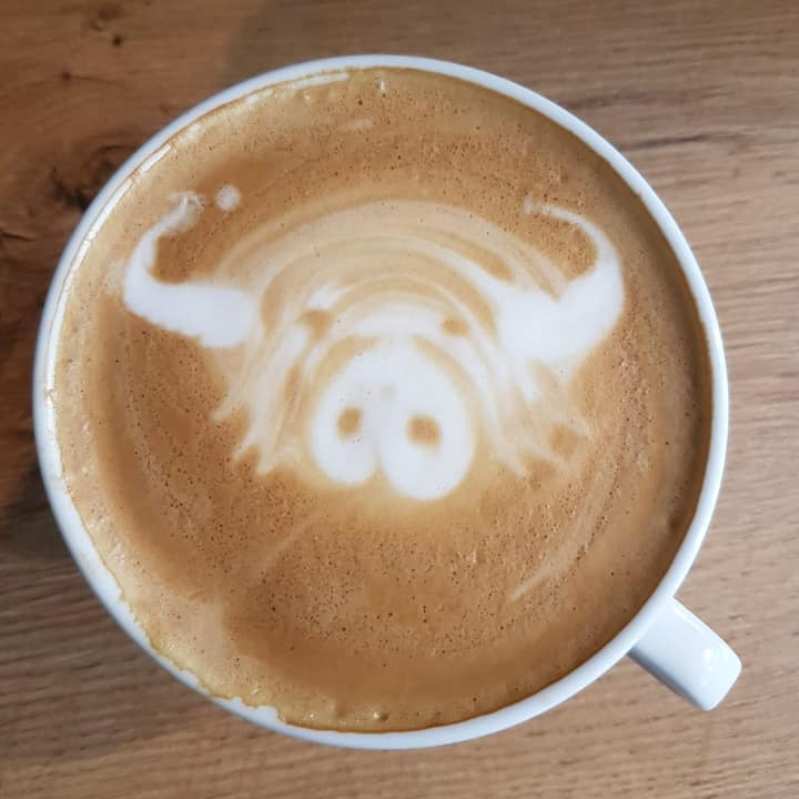 Highland Cow design in a coffee cup at the Croft Cafe in Duirinish Highland Cow design in a coffee cup at the Croft Cafe in Duirinish
