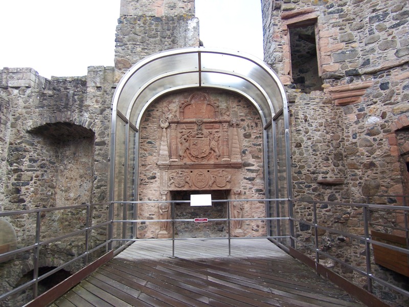 Finely carved fireplace in Huntly Castle Finely carved fireplace in Huntly Castle