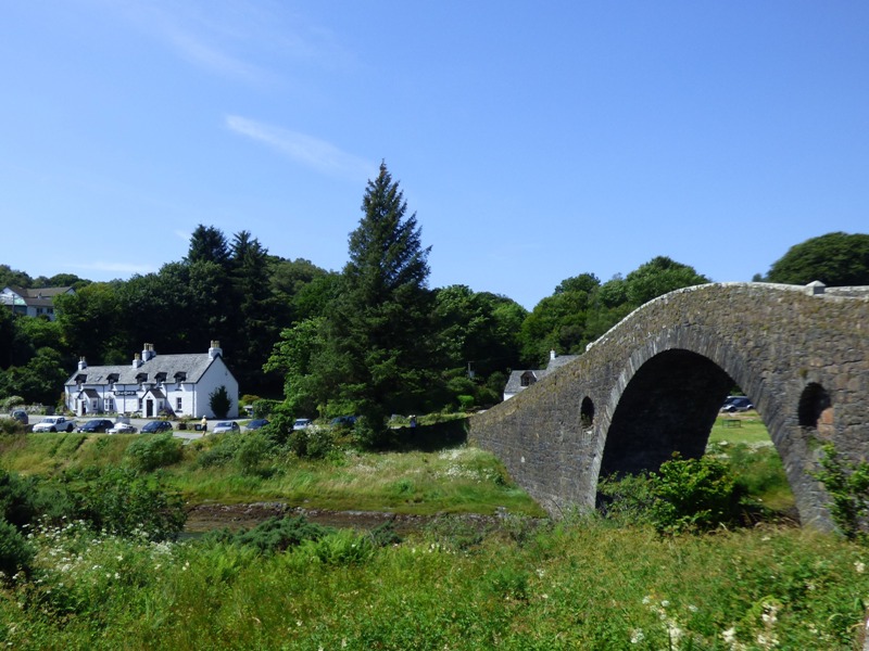 Tigh an Truish Inn viewed from the mainland beside the Clachan bridge.